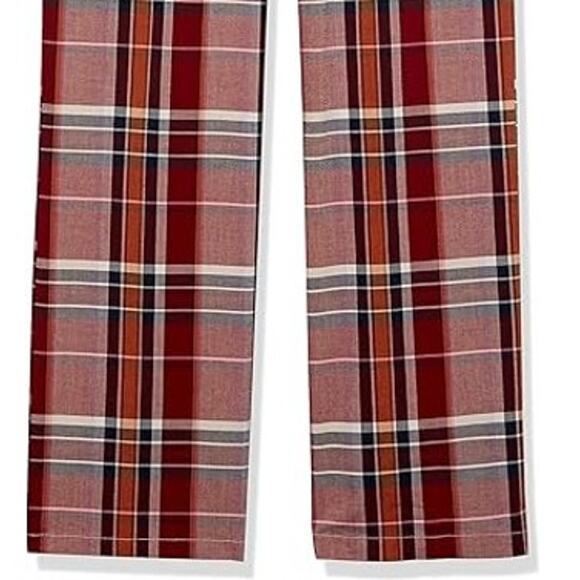 NEW Women's XL Luxury Soft Cotton Poplin Sleep Pants Pajama Pants BURGUNDY PLAID - Picture 3 of 3